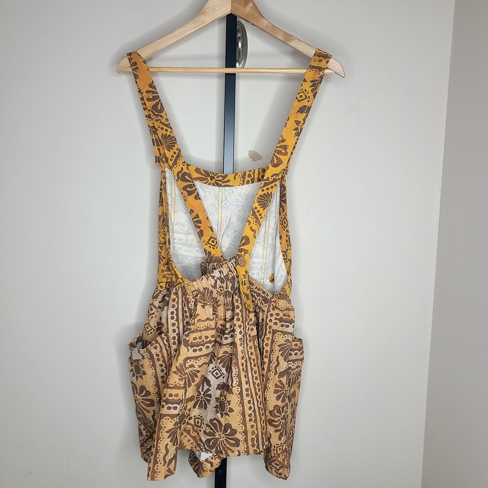 FREE PEOPLE Floral Print Romper L Shortalls Jumper Playsuit Goblincore Hippie - Picture 5 of 9